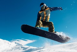 Snowboarder jumping